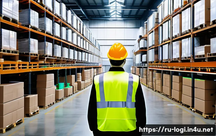 물류정보관리사로서 알아야 할 최신 물류 기술 - A modern warehouse interior bustling with activity, showcasing advanced robotic forklifts and automa...